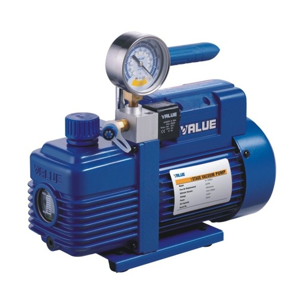 Насос вакуумный (2-ступ. 51 л/мин) с вакумметром и солен. вентилем VP215VS (Yangyi)